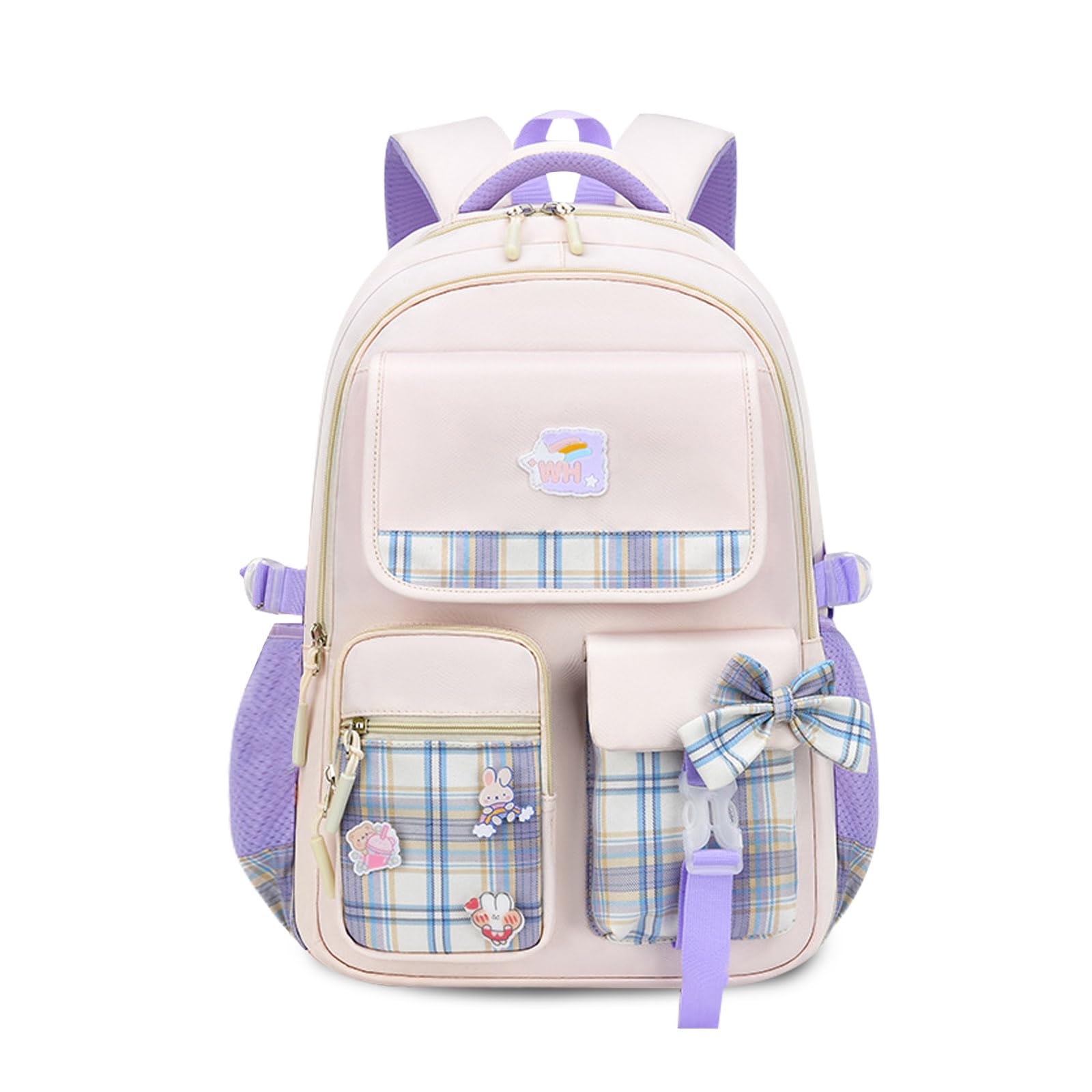 Zaino Scuola Leggero Per Bambine - Zainetto Impermeabile Multitasche, Design Coniglietto, Grande Capacità Per Elementari - Foto 3