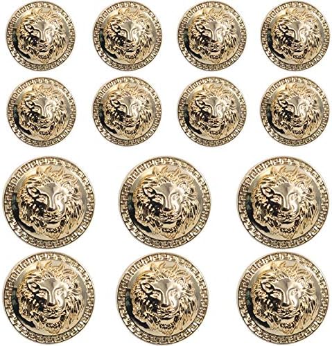 KENDANY 14 Pieces Gold Vintage Antique Metal Blazer Button Set - 3D Lion Head - for Blazer, Suits, Sport Coat, Uniform, Jacket 17mm 23mm(Gold)