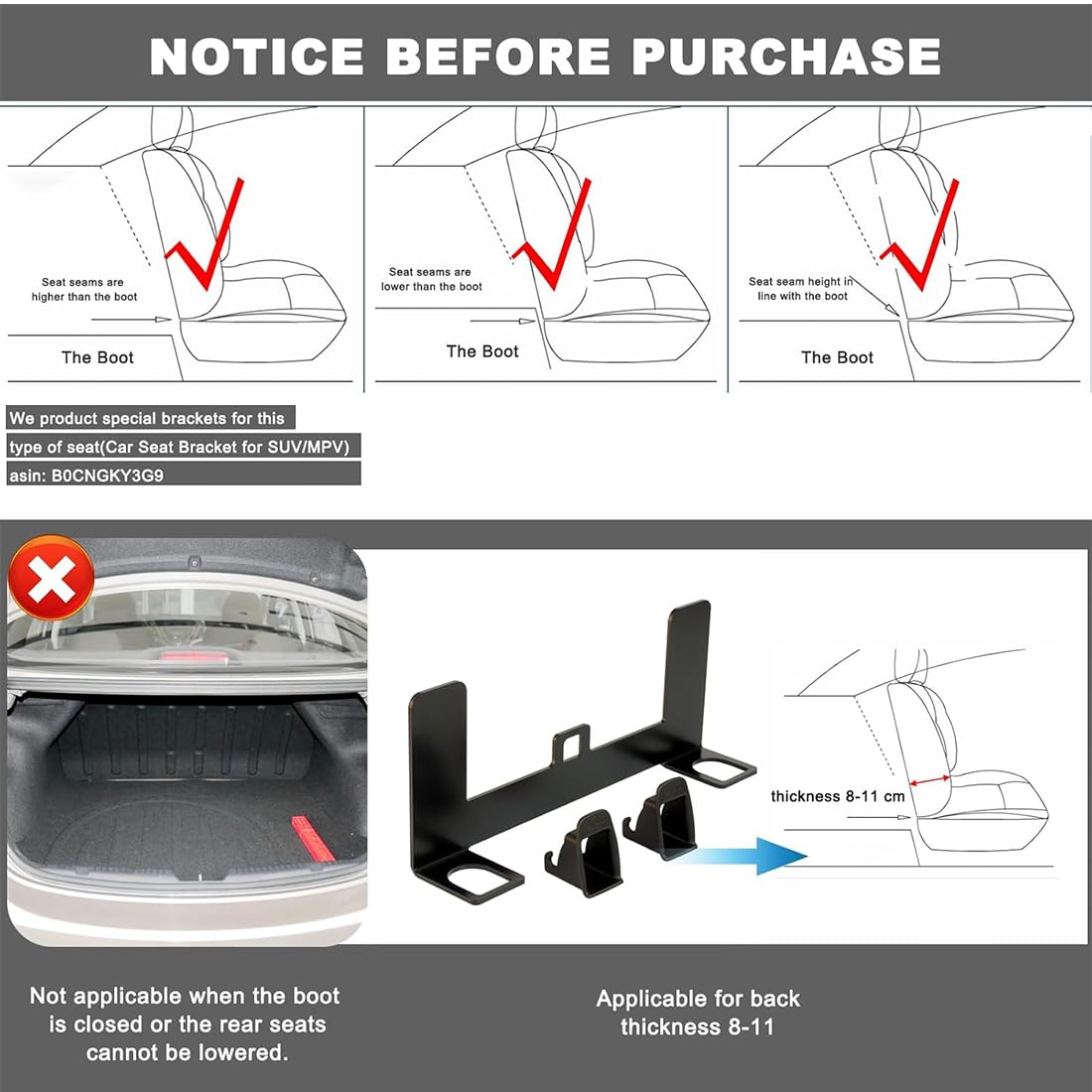 ZKGYUS 4 Piezas Anclajes isofix, Adaptador isofix Sistemas de Fijación Unviersal para Asientos de Coche, soporte de seguridad del coche, Soporte de montaje(Negro)
