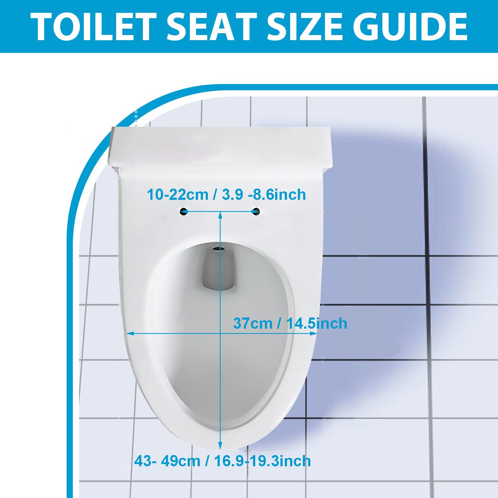 Sedile WC allungato con chiusura rallentata, a sgancio rapido e chiusura lenta, facile da installare e pulire, adatto a WC allungati o ovali, bianco, 36 x 45 cm (37 x 46 cm)
