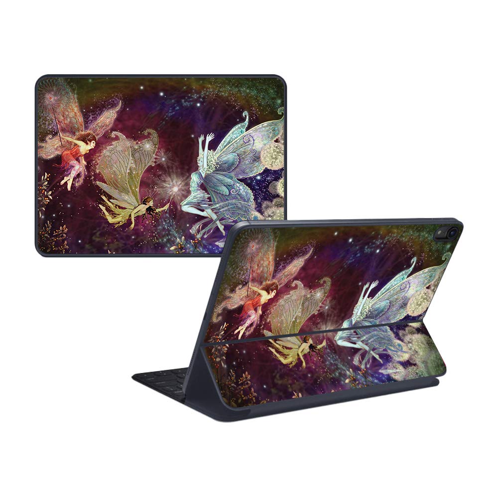 MightySkins Skin Compatible with Apple iPad Pro Smart Keyboard 11" (2018) - Three Fairies - Protective, Durable, and Unique Vinyl Decal wrap Cover -