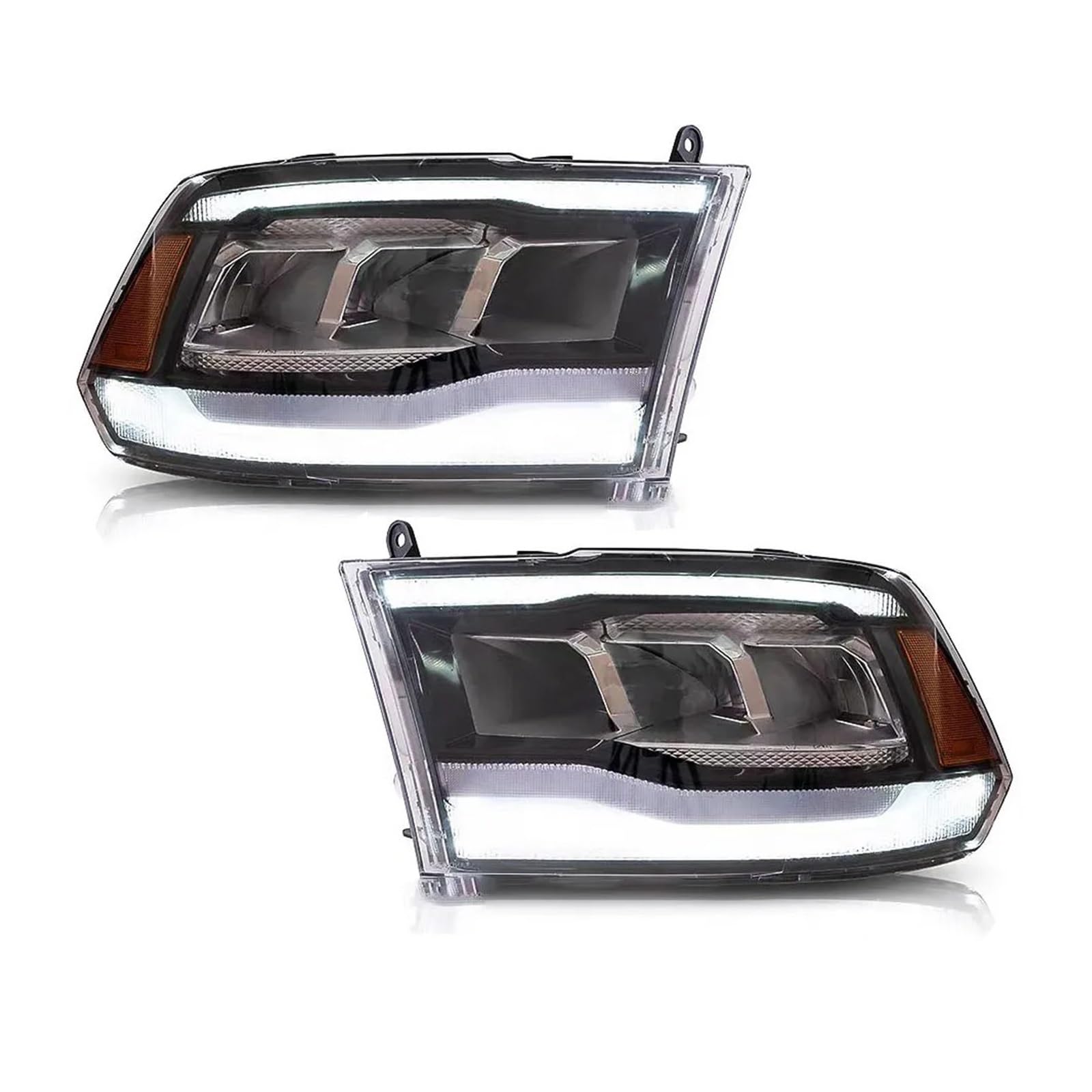 Fari Anteriori per Dodge RAM 1500 2500 3500 2009-2018, Gruppo Ottico di aggiornamento con Lente proiettore (Colore Trasparente)