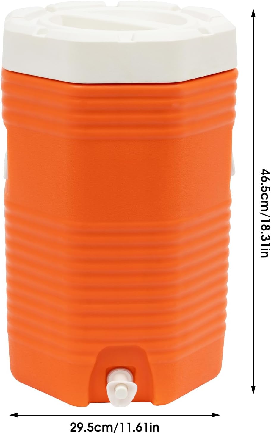 Insulated Beverage Cooler, 4 Gal Portable Sports Cooler, Orange, 16L, PU, Outdoor Kitchen Cooler Bin, Picnic, Camping, Hiking