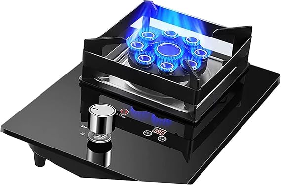 Gas Stove Cooktop, 5.2KW Tempered Glass Cooktop Burner, Desktop and Recessed Installation Suitable for Kitchen,Timing Camping Gas Stove (Color : Black, Size : LPG)