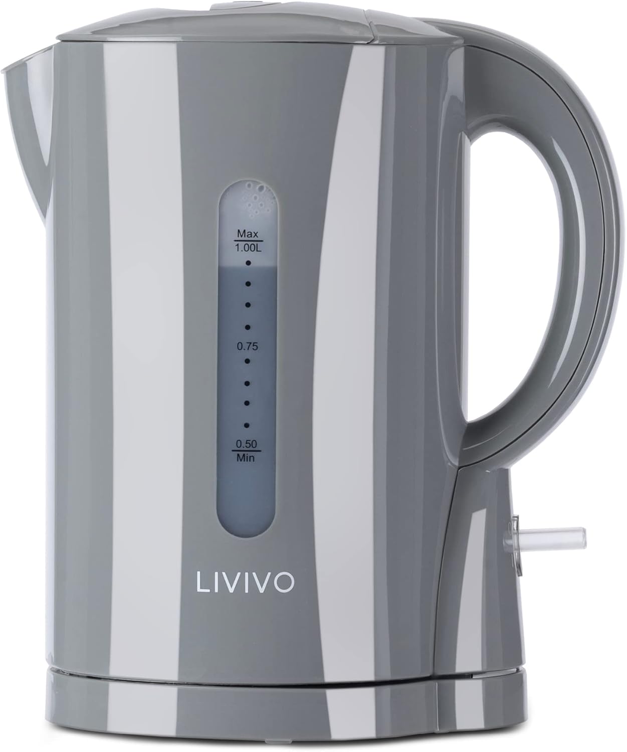LIVIVO 1L Cordless 900W Kettle Compact for Travel, Guest Room, Office Makes 4 Cups of tea & coffee - Boil Protection & Auto Shut off [Energy Class A+] (Grey)