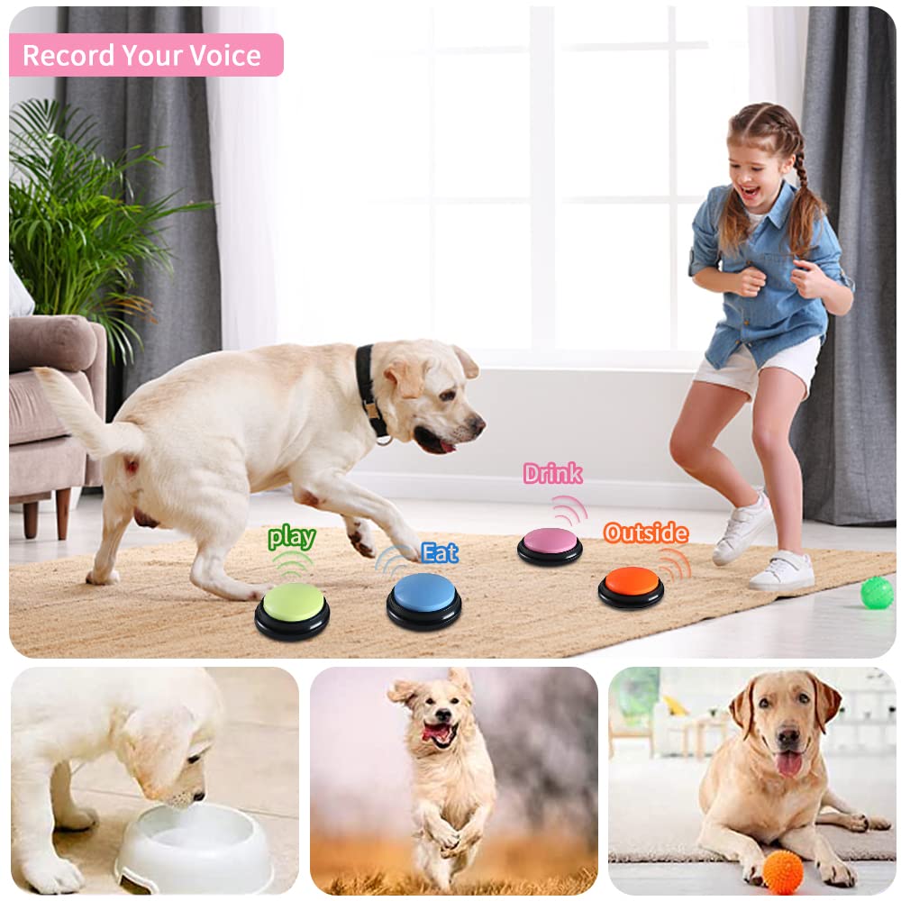 Pulsanti Registrabili Per Cani - 4 Buzzers Colorati Per Comunicare Con Il Tuo Animale Domestico - Foto 5