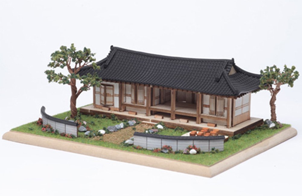 Diorama Serises biurko drewniany model Kit_Korea tradycyjny domek z dachówką (5 pokoi) (YG963): Miniaturowy zestaw katapult, zestawy modelarskie hobby zabawka gra wykonana w Korei