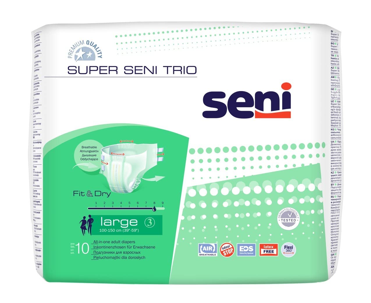 Super Seni Trio large (6 x 10 Stk.) Windelhose Bauchumfang 100 - 150 cm bei sehr schwerer Inkontinenz
