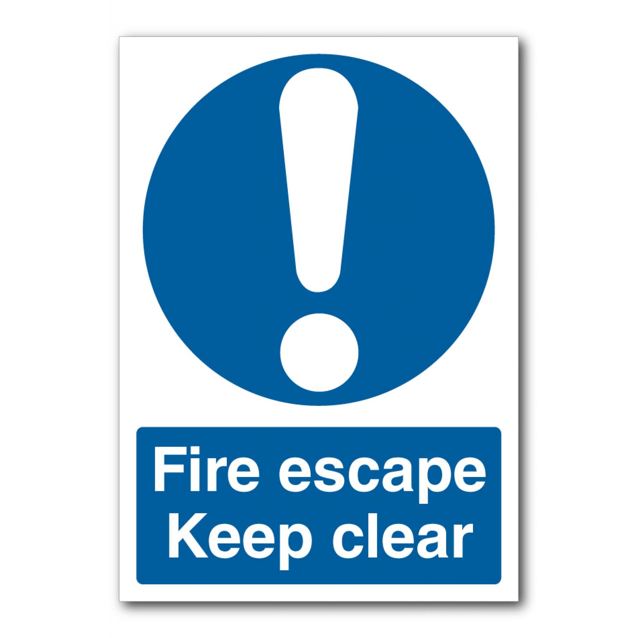 Fire Escape Keep Clear Sign Mandatory Metal Tin Sign 12x8 inch for Industrial & Commercial Series