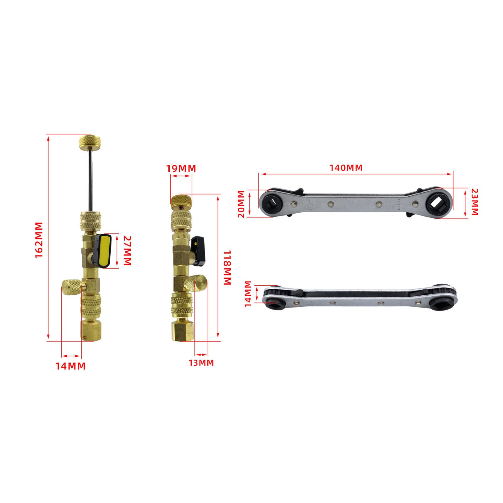Akozon Extractor de Núcleo de Válvula de CA, Kit de Herramientas de Extracción de Núcleo de Válvula de Aire Acondicionado Multifuncional para Equipos de Refrigeración Domésticos