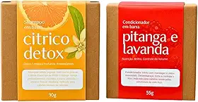 Kit Shampoo e Condicionador em Barra Senhor Saboeiro - Cabelos Oleosos Citrico e Pitanga