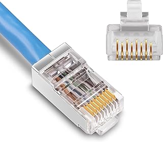 وصلة Z1167 من زونيك، وصلات تجعيد كابل ايثرنت Cat6 / Cat5e RJ45، قابس شبكة يو تي بي (UTP) للأسلاك الصلبة والكابلات القياسية (75 قطع)، شفاف، لهاتف ذكي