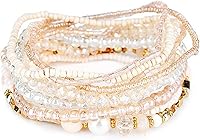 Fuqimanman2020 Bohemian Crystal Beaded Stackable Bracelets - Handmade Colorful Pearl Seed Beads for Women