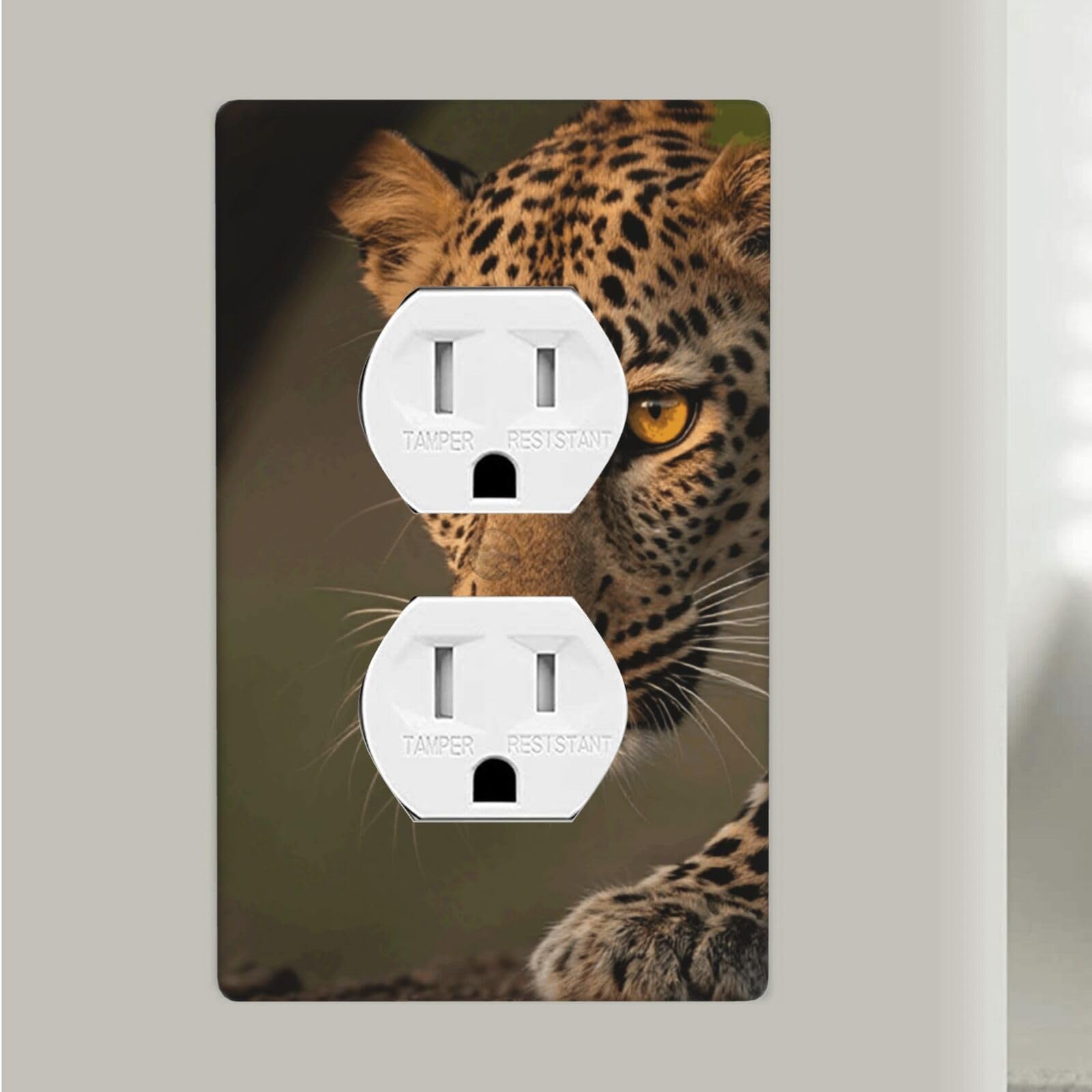 Cheetah Duplex Outlet Covers Wall Plates 1-Gang Switch Outlet Electrical Cover Plate Unbreakable Polycarbonate Switchplate Cover Faceplate For Bathroom Kitchen Home Decor