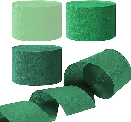 Serpentinas de papel crepé verde y verde claro de 1.8 pulgadas, 6 rollos de ensanchamiento para fiestas, festivales, un rollo de 82 pies por volumen