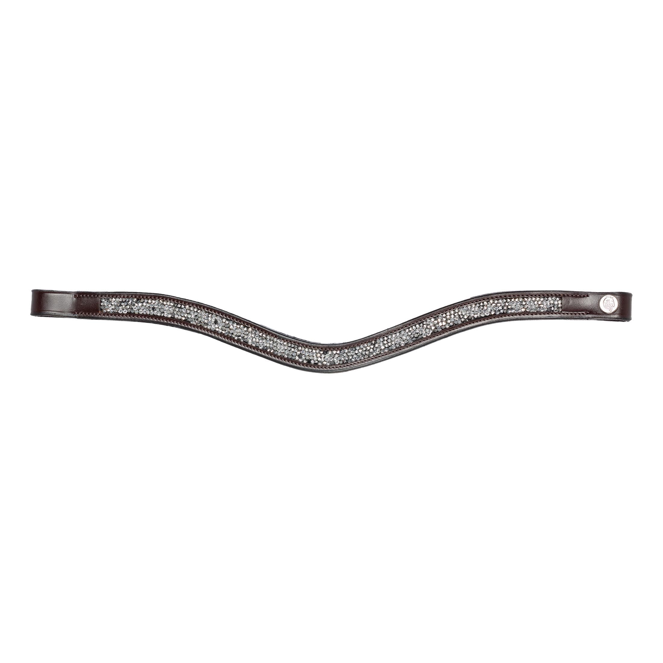 Equinavia Valkyrie Curved Crystal Brow Band - Brown/Silver - Horse