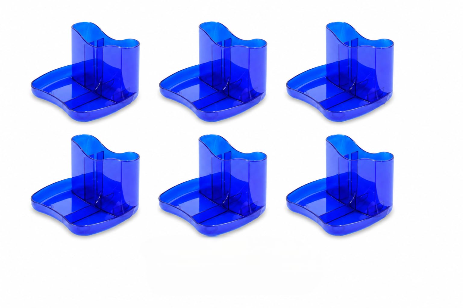 Deflecto Pack of 6 Gemstone collection Contemporary Kaddymaster Desk Tidy - Sapphire