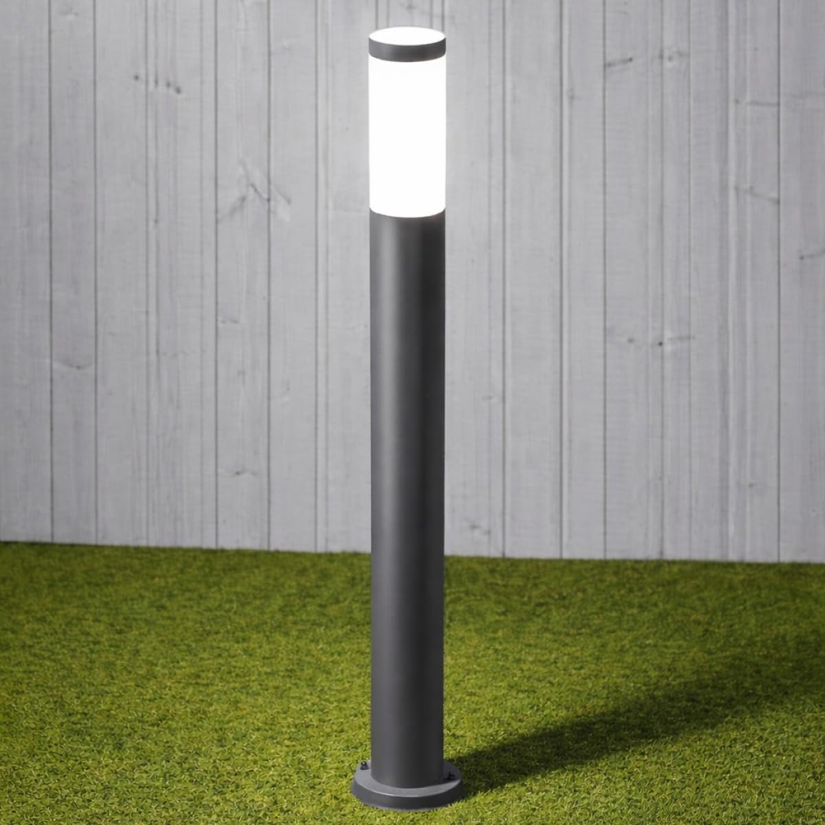 CGC Lighting Stainless Steel Silver Outdoor Post Bollard Outdside Light Indoor Garden Patio Porch Door Conservatory Decking Shed (Grey Large)