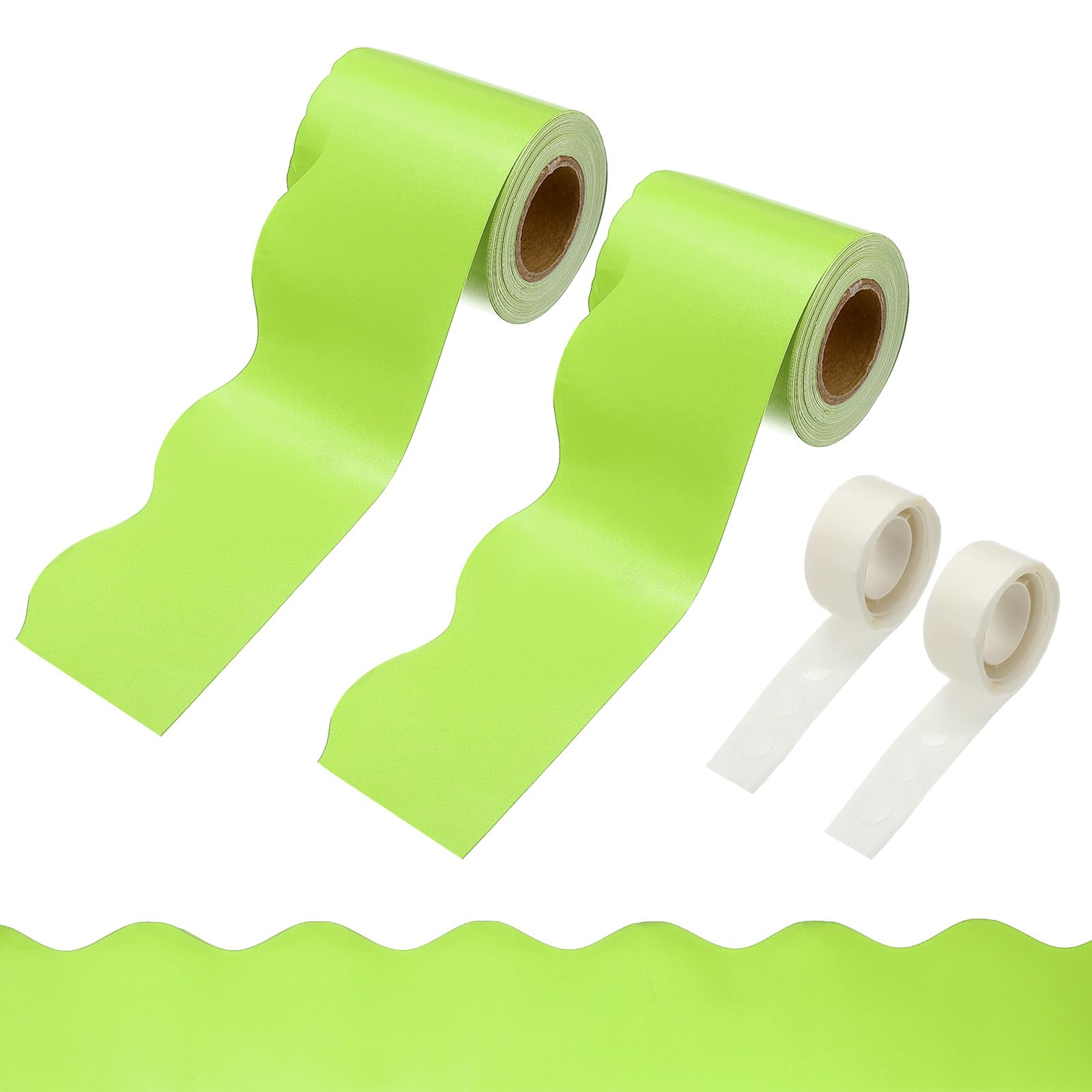 PATIKIL 2 Rolls Bulletin Board Borders, 65.6ft Emerald Green Border for Bulletin Board with Clear Sticky Dots Scalloped Trim for Office Party Classroom Decorations โ image 1