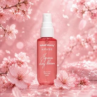 Kruze Japanese Cherry Blossom Perfume Body Mist | Refreshing Long Lasting Tropical Fragrance|Double Duty Mist For Hair & Body| Travel-Friendly Perfume Body Spray for Women- 60ml