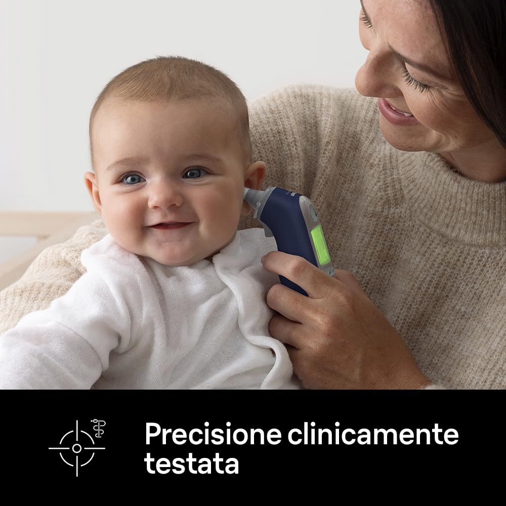 Braun ThermoScan 7 + connect Termometro auricolare | Compatibile con l'app Braun Family Care™ | Tecnologia Age Precision® | Display digitale con codifica a colori | Adatto a neonati e bambini