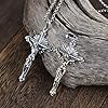 LOGMOR Retro Vintage Large 925 Sterling Silver Jesus Christ Crucifix Cross Pendant Necklace for Men Women 50cm Chain (Color : Silver Pendant With Chain) #3