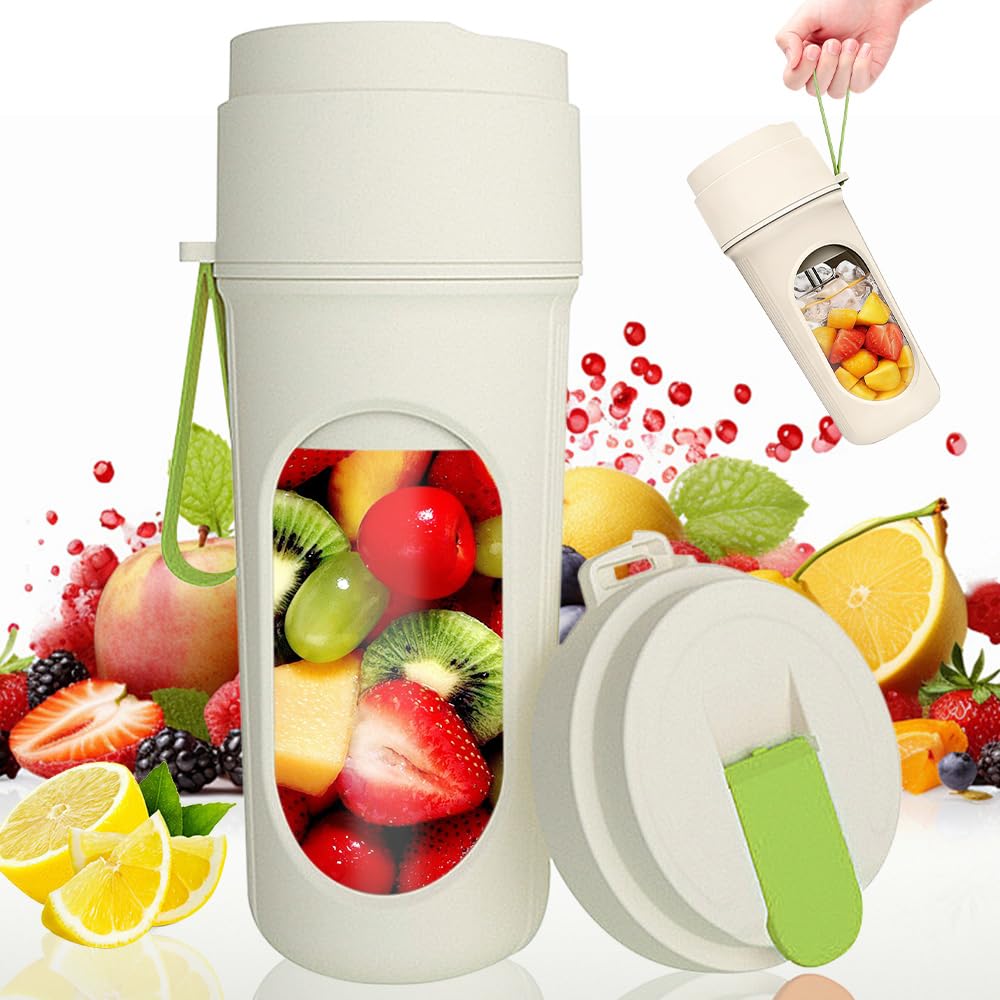 Batidora de Vaso Portatil,450 ML Mini Licuadora para Viajar Batidora,con Cuchilla de Acero Inoxidable de 12 Puntas,USB Mini Licuadora de Jugo Portátil Vaso Batidoras para Batidos Zumos Smoothies