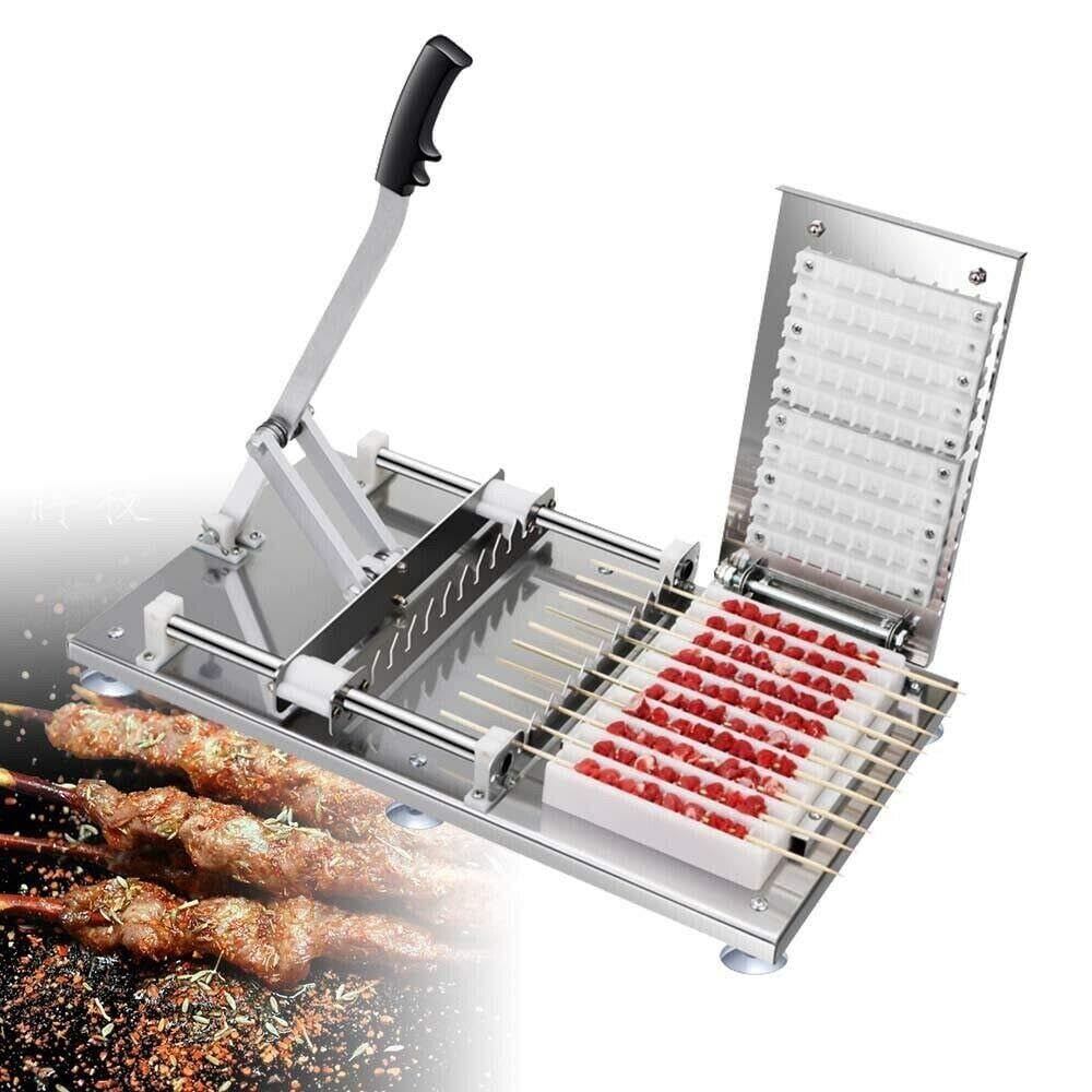 Máquina de brocheta manual multifuncional de acero inoxidable BBQ máquina de brochetas de bambú Pinchos de carne manuales