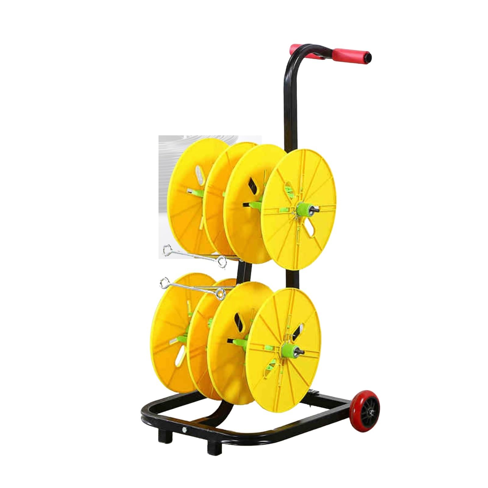 WDSOPK Wire Spool Rack, Transportable Dispenser,Heavy Duty Cart With Wheels,4/6/8 Rods for Ribbon Filament Storage (4 Rods Wire)