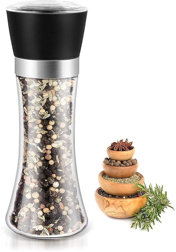 Stainless Steel and Pepper Grinder Tall Salt and Pepper Mill Shakers with Adjustable Coarseness (Meduime Steel and Pepper Grinder)
