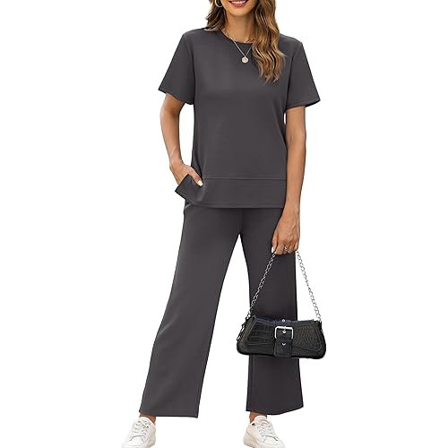 XIEERDUO Women's 2 Piece Lounge Set Fashion Travel Outfits Vacation Tracksuit Comfy Wide Leg Airport Loungewear S-3XL