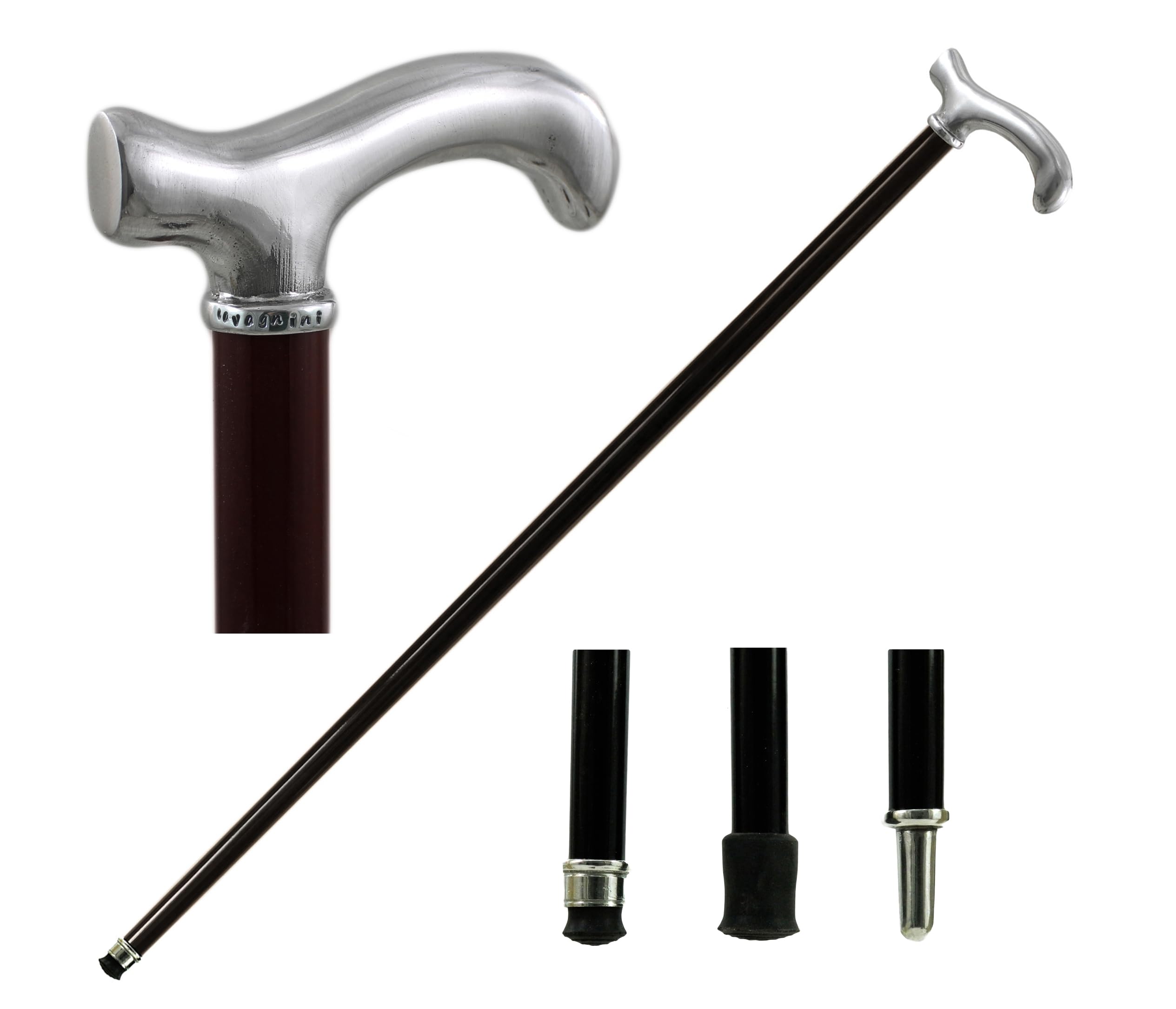 Gehstock CAVAGNINI Eleganter Zeremonie- Holz- für Senioren Damen und Herren- Länge anpassbar (Derby- Braun)