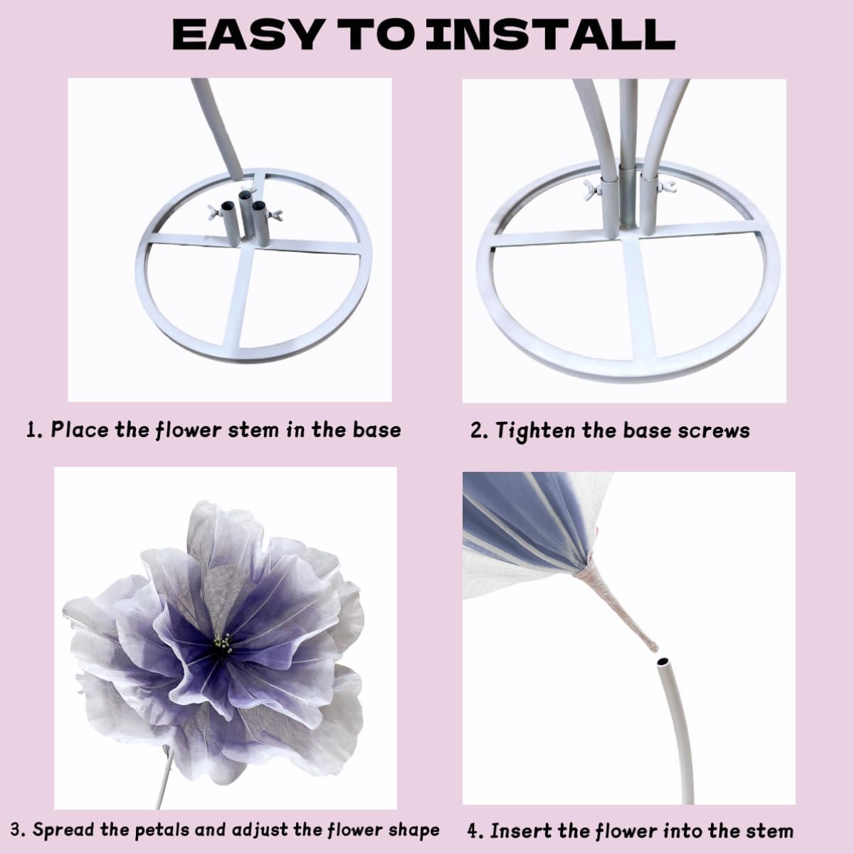 Giant Flowers for Decoration - 5.25 Ft Adjustable Waterproof 3D Silk Faux Large Flowers Decor for Birthday Party Garden Office Home Wedding Hotel Shop Window Display (Purple-D) - Image 4