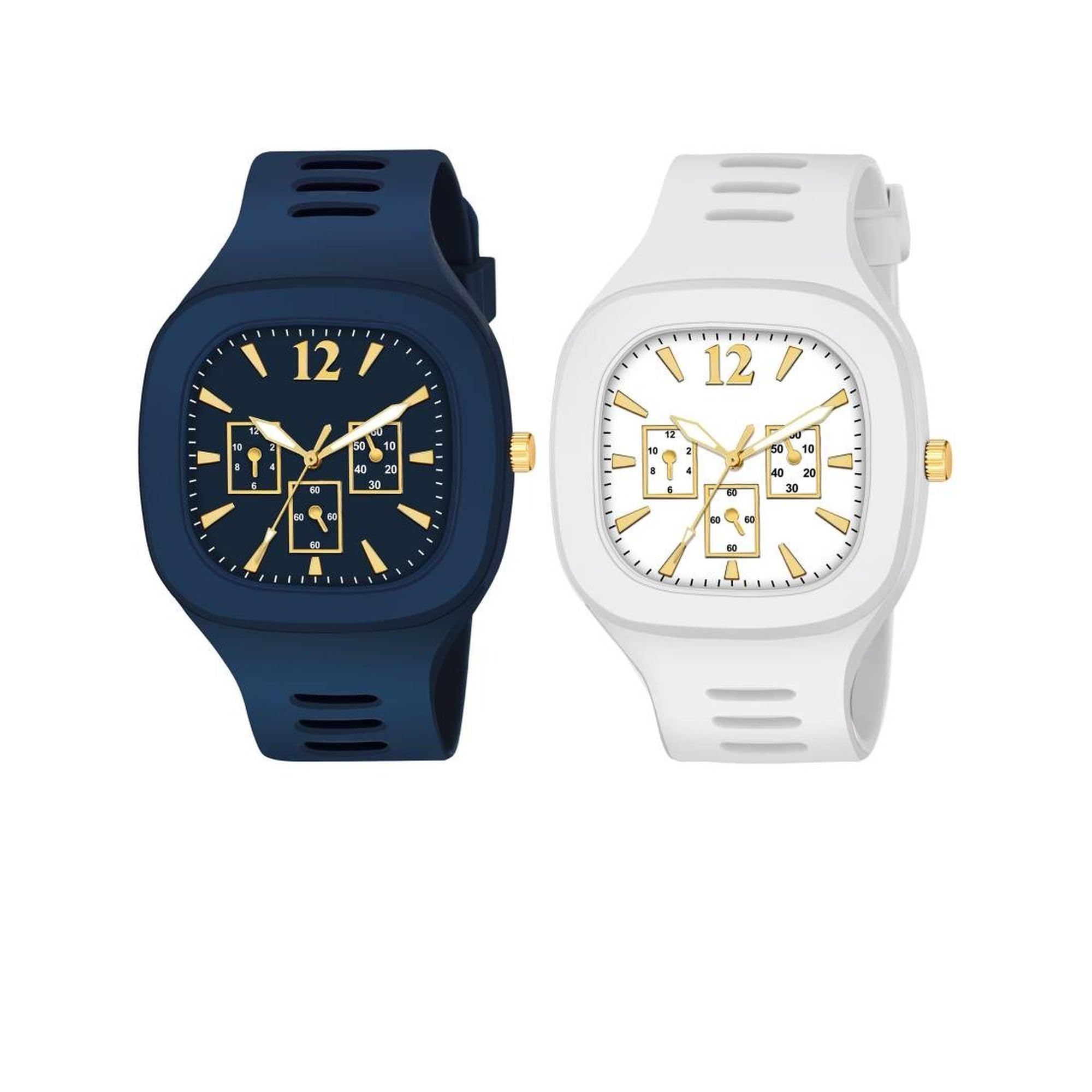 Trendyaddy Unisex Sillicone Strap Square Dial Shape Blue-White Stylish Analog Watches - Gift for Birthday, Rakshabandhan and Other Festive Gifts[ANG-TA-018] (B0CDXQSW3G) Amazon Price History, Amazon Price Tracker