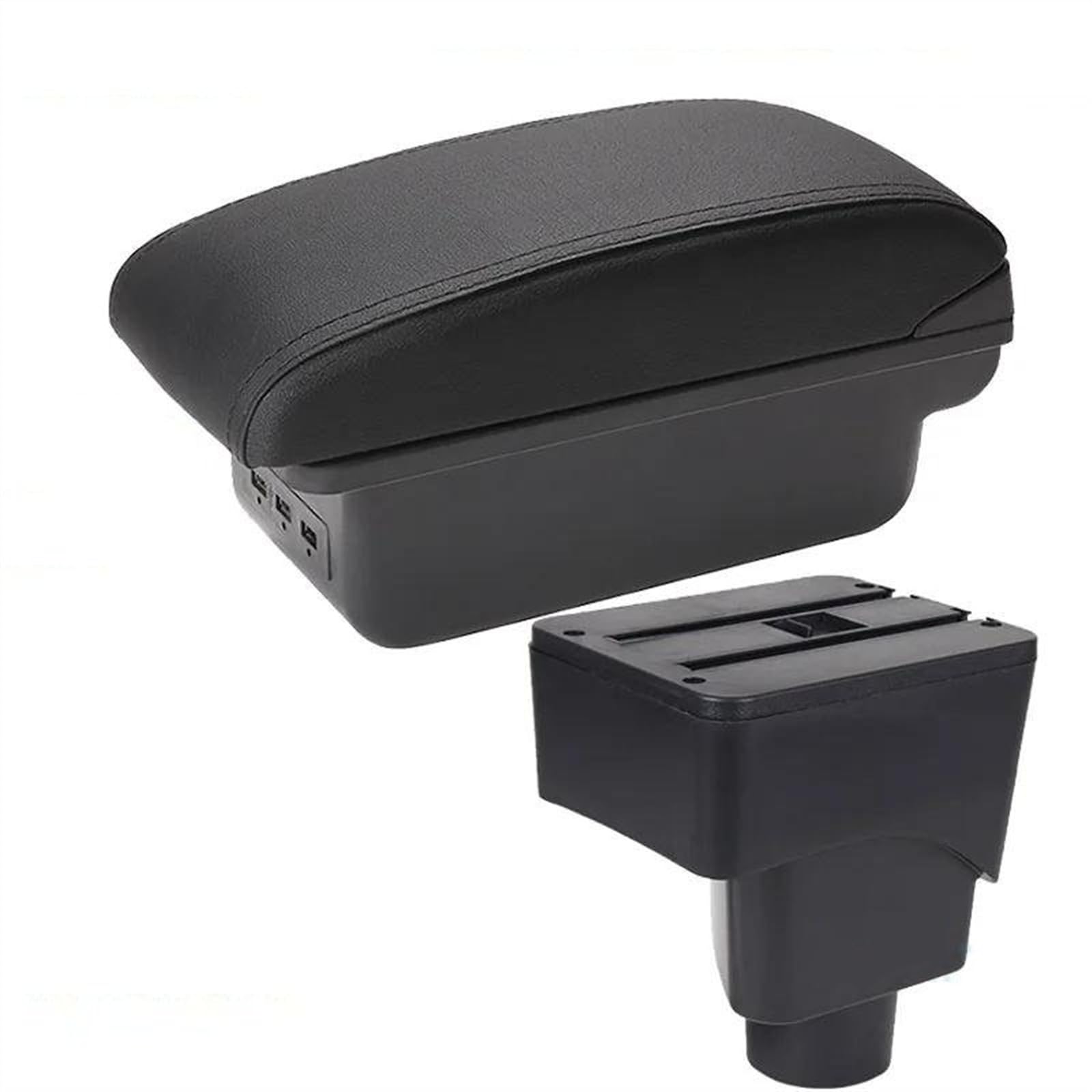 NOHEEU Car Center Console Storage Box Multifunctional Armrest Interior Accessories For EcoSport 2013-2017(B2 Black line 3USB)