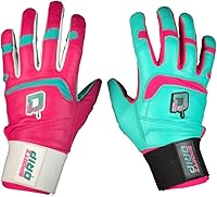 Sportz Drip Clash Batting Gloves Pink/Teal - Genuine Leather for Baseball Softball Youth Adult Unisex