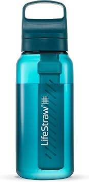 LifeStraw Go Series - BPA Free Water Bottle with Water Filter for Travel and Daily Use - Removes Bacteria Parasites Microplastics and Improves Taste
