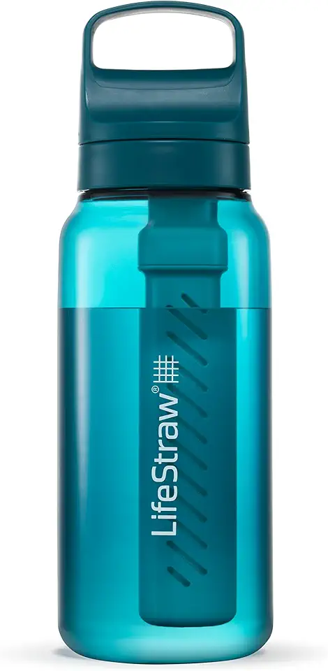 LifeStraw Go Series β BPA-Free Water Filter Bottle for Travel and Everyday use removes Bacteria, parasites and microplastics, Improves Taste