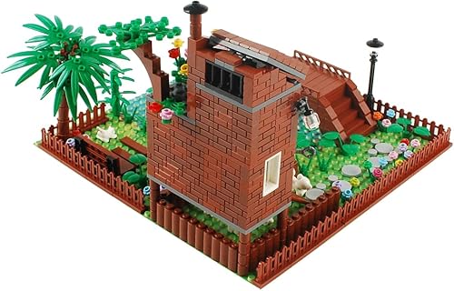 Miniatura 4 de Bloques de construcción de granja de jardín, accesorios de sedería de parque, juego de plantas de ladrillos de construcción, juego de construcción