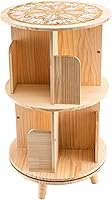 Vista 7 de Estantería giratoria de 2 niveles, estantería giratoria de madera de pino de 360°, estante de almacenamiento multifuncional para el hogar, oficina