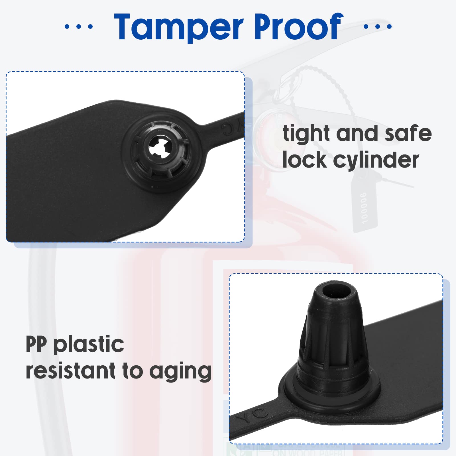 1000 Pcs Plastic Tamper Evident Seals With Numbers - 250mm Safety Zip Ties For Fire Extinguishers, Meters, Bags