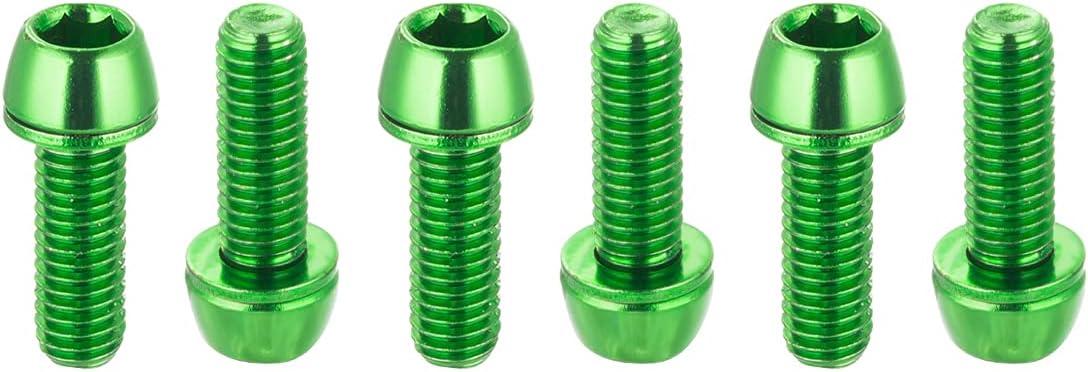 CNC MTB Caliper Bolts,Bike disc Brake Caliper Bolts M6x18mm Steel Alloy,6 Pieces(Red/Orange/Green/Blue/Rainbow)