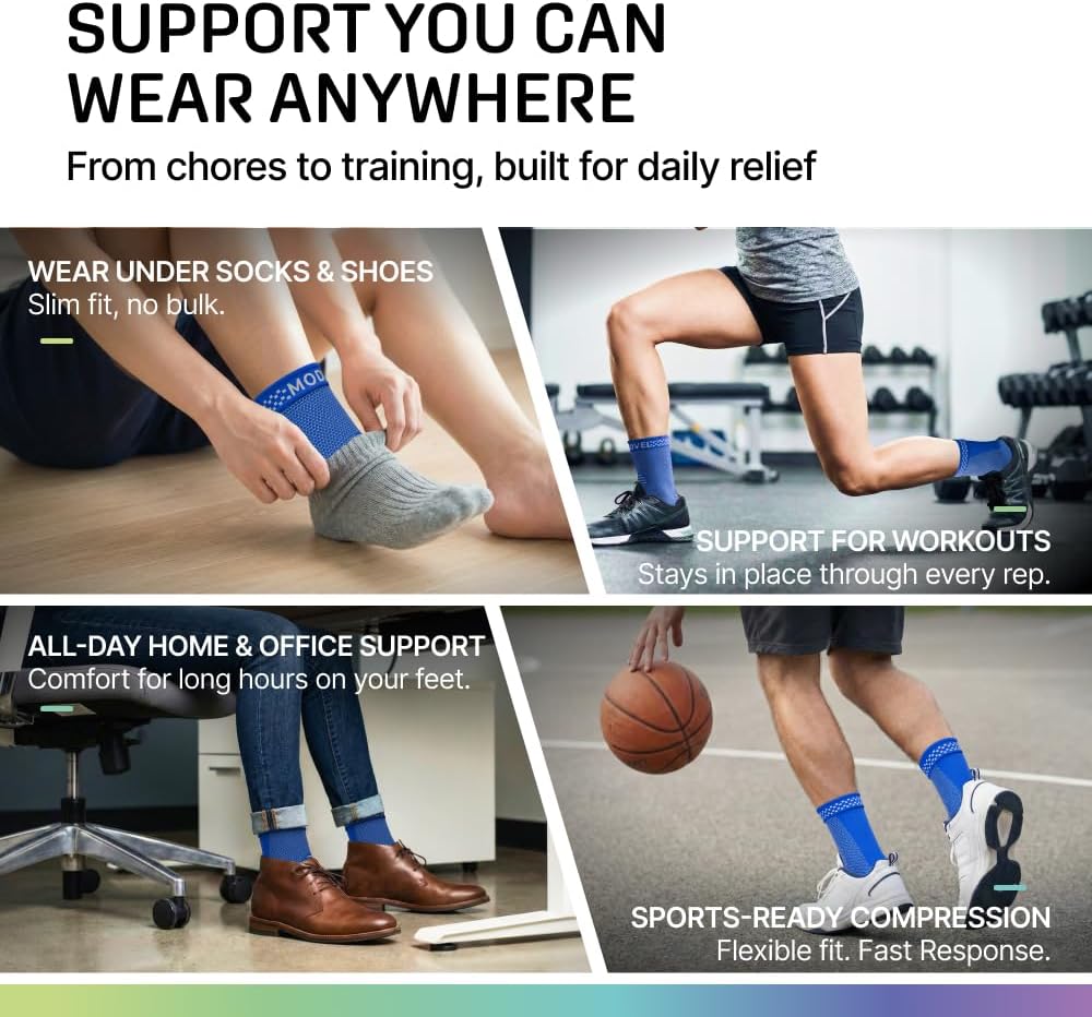 Modvel Ankle Brace for Women & Men - Compression Ankle Sleeve & Foot Brace, Right Left Ankle Support for Sprained Ankle, Achilles Tendonitis, Plantar Fasciitis Relief, Running Basketball Soccer