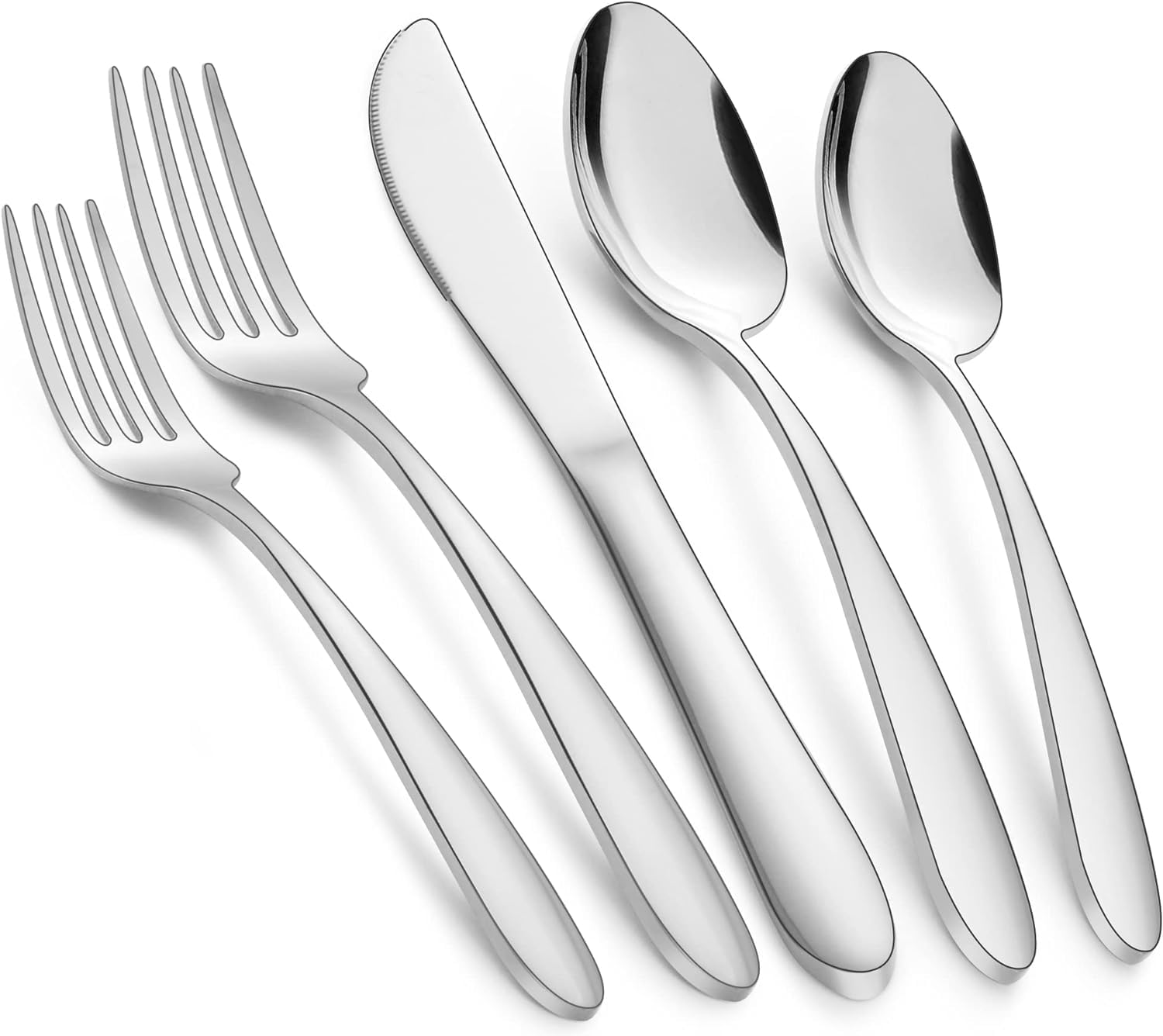 M MCIRCO® Silverware Set, 40-Piece Flatware, Stainless Steel Home Kitchen Hotel Restaurant Tableware Cutlery Set, Service,Include Knife/Fork/Spoon,Mirror Polished, Dishwasher Safe (2, Silver)