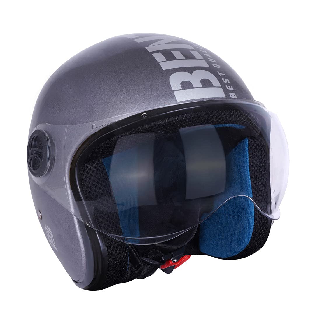Sage Square Guardian Cruiser || ISI Certified || Open face Helmet for Unisex Adult (Grey Glossy) (Medium)