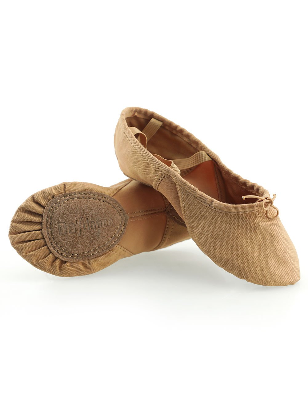 Daydance Girl's Ballet Shoes Elastic Canvas Ballet Slippers Tan