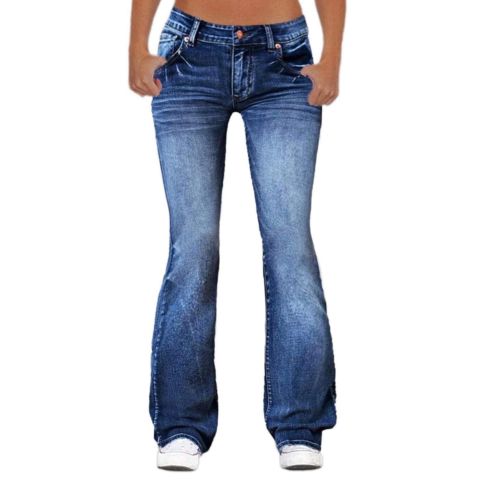 Y2K Retro Streetwear - Pantaloni a zampa da donna, elasticizzati, casual, per il tempo libero