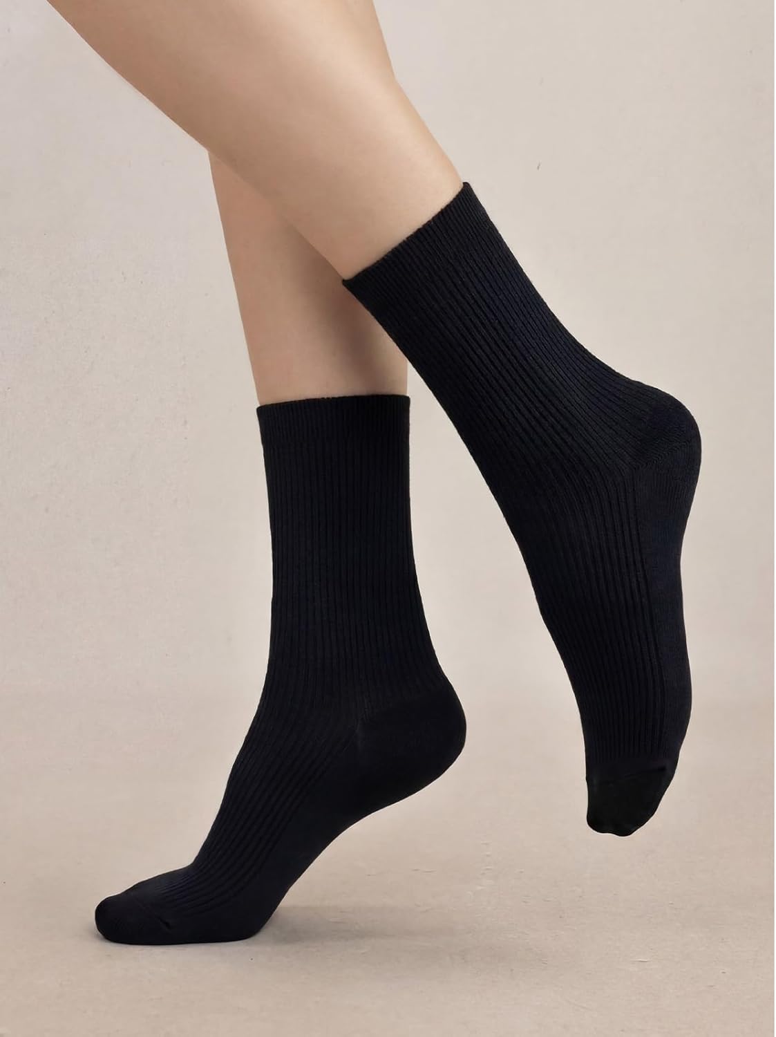 COTTON DAY Women's Combed Cotton Fine Ribbed Trouser Dress Socks Black White Navy Blue 3 Pack - Image 2