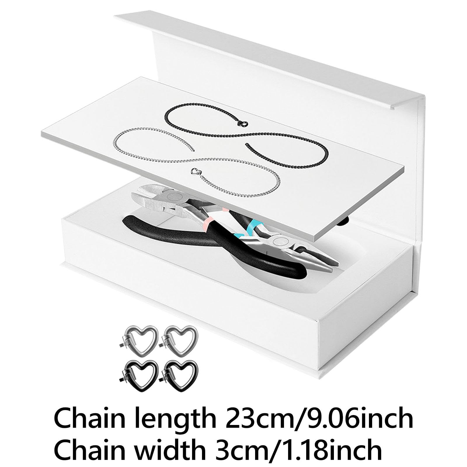 2 Pezzi Bracciale Permanente Set Braccialetti Coppie Kit Creazione Gioielli Materiale Acciaio Inox Argento Inclusi Strumenti Adatti a Regalo, 1 Nero 1 Argento