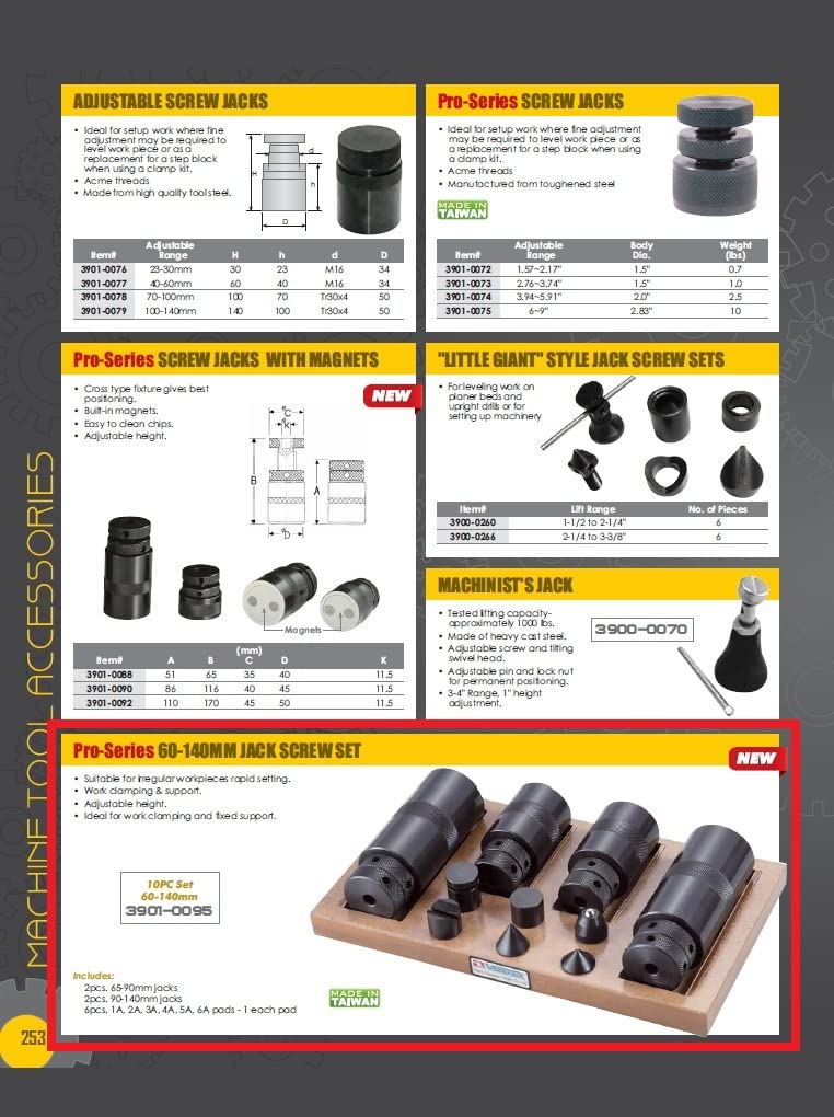 HHIP 3901-0095 - Juego de 10 Tornillos Ajustables de 65-140 mm